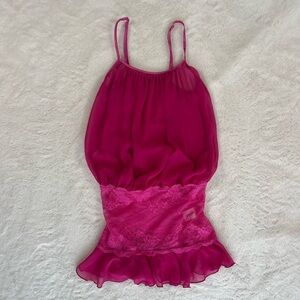 Fantasy Flowy Sheer Cami With Lace Waist